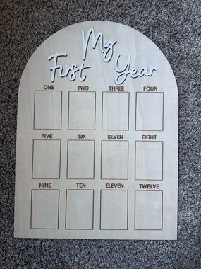 My First Year Wooden Photo Board - Neutral